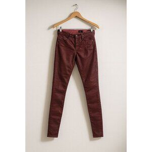 AG Adriano Goldschmied The Farrah Skinny Ankle Women 27 Burgundy Red Leatherette